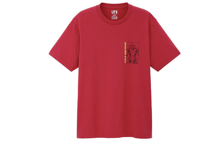 UNIQLO T Shirts Unisex Rose Red Crew Neck Moderate
