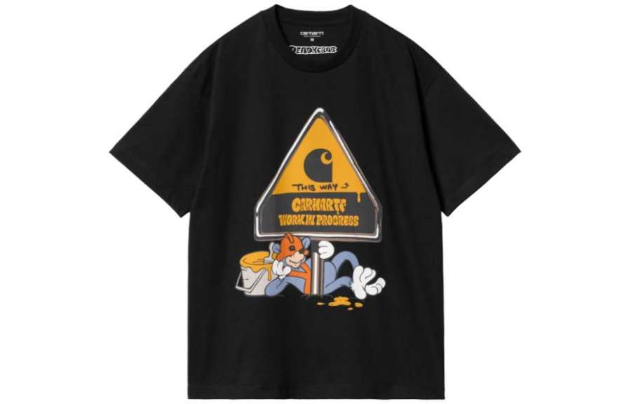 Carhartt WIP T Shirts Men's Black Crew Neck Moderate Straight Fit