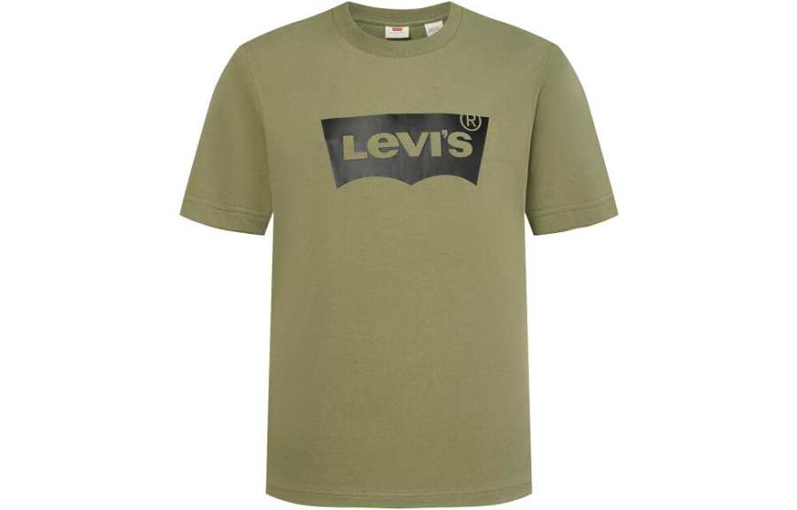 Levis T Shirts Unisex Dark Green Crew Neck Thin Straight Fit