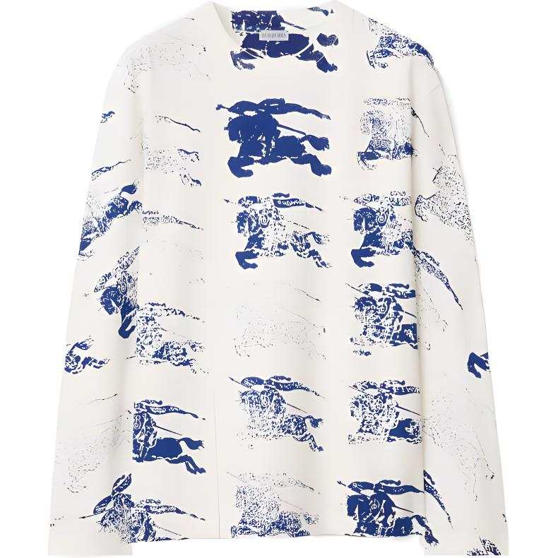 Burberry Allover Logo Printed Long Sleeved T Shirt
