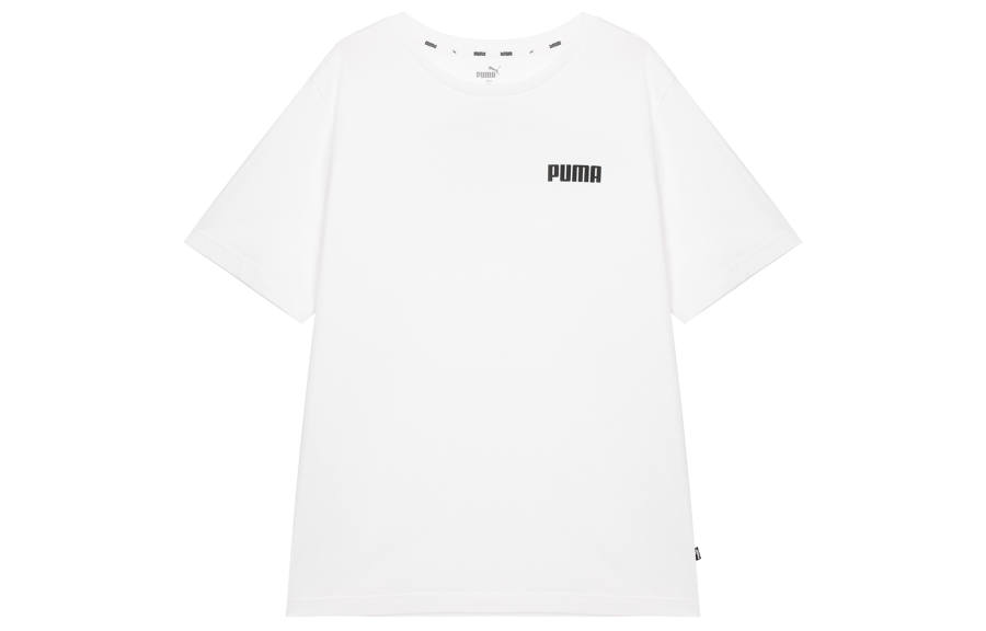 PUMA ESS T Shirts Men's White Crew Neck Moderate Straight Fit