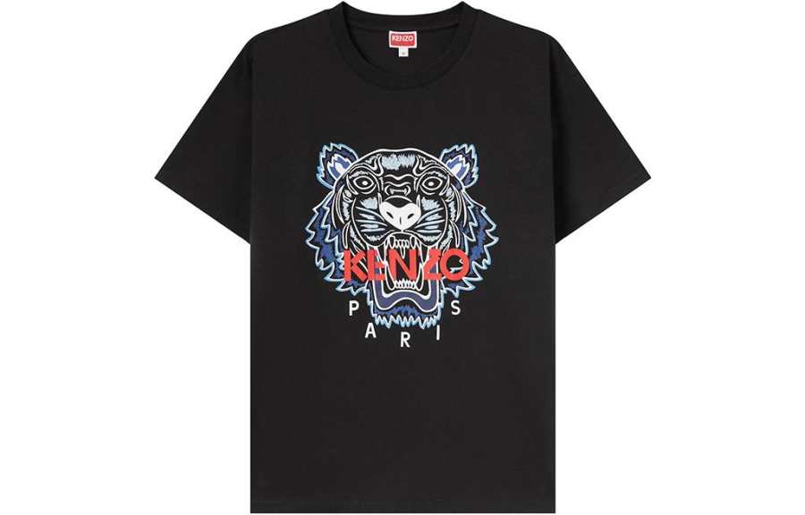 KENZO FW23 Tiger Head Logo Printed T-Shirt Men's Black