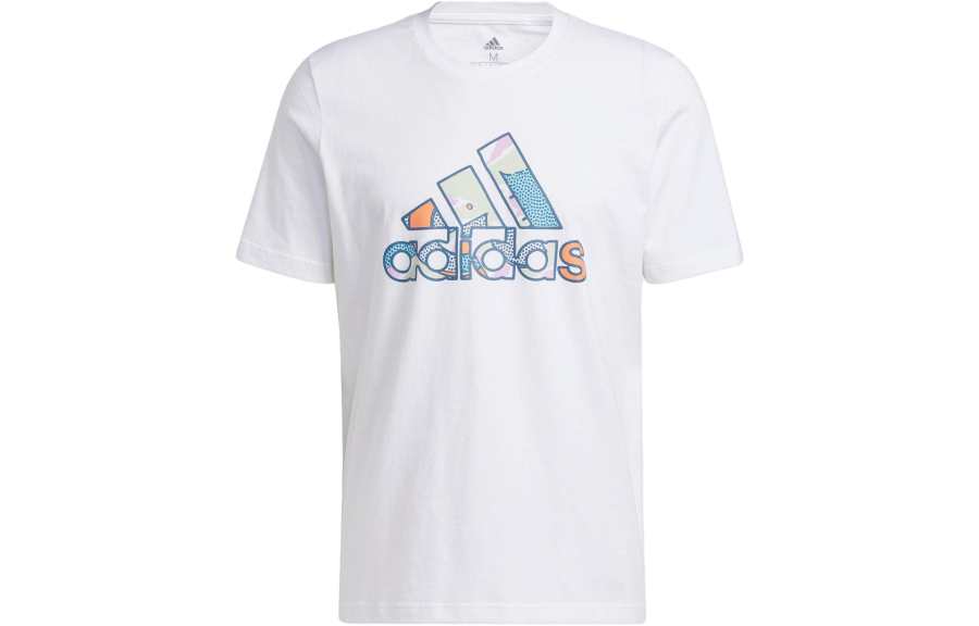 Adidas Adidas T Shirts Men's White Crew Neck Moderate Straight Fit