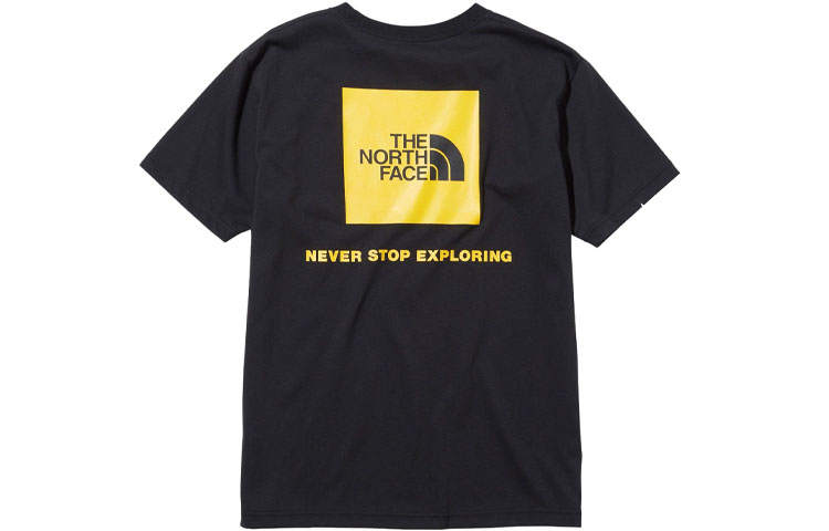 THE NORTH FACE T Shirt Men's Black Yellow Logo