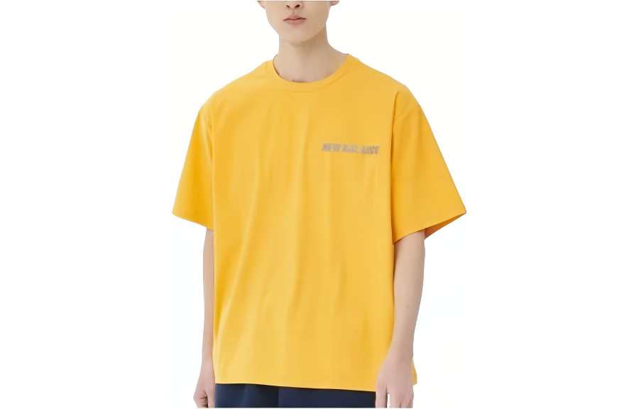 New Balance New Balance T Shirts Men's Bright Yellow Crew Neck Moderate Straight Fit