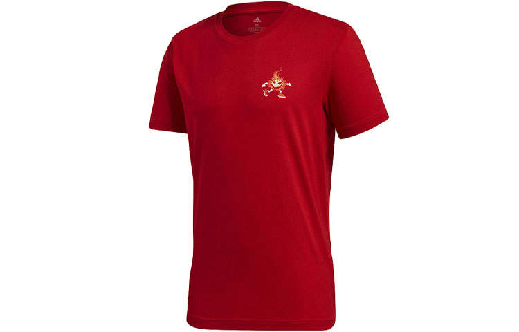 Adidas Adidas T Shirts Men's Red Crew Neck Moderate Straight Fit