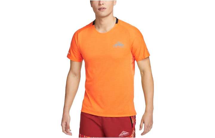 Nike Nike T Shirts Men's Orange Crew Neck Moderate Straight Fit