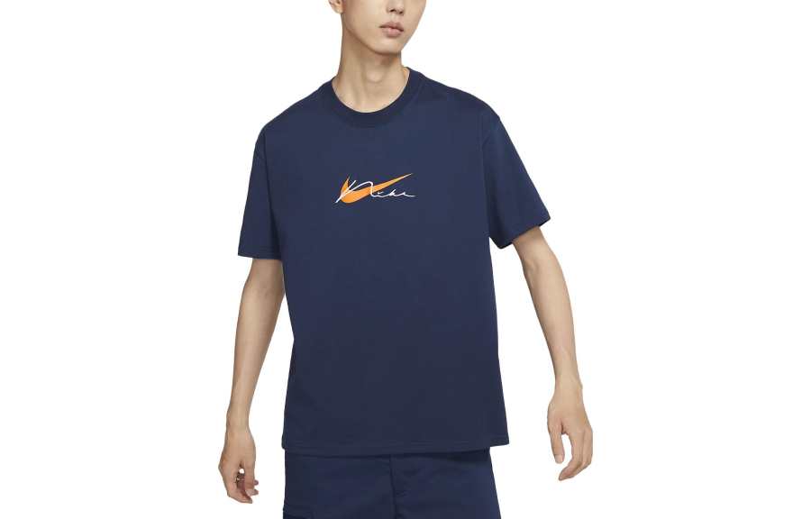 Nike Nike T Shirts Men's Marine Blue Crew Neck Moderate Straight Fit