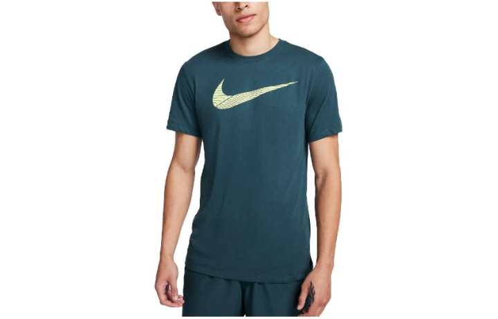 Nike Nike T Shirts Men's Green Crew Neck Moderate Straight Fit