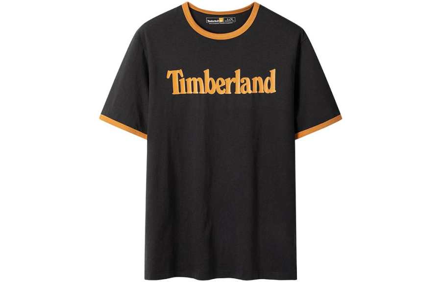 Timberland T Shirts Men's Black Crew Neck Moderate Straight Fit