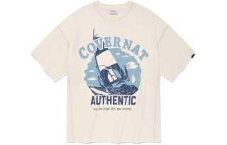 COVERNAT T Shirts Unisex Ivory Crew Neck Moderate Straight Fit