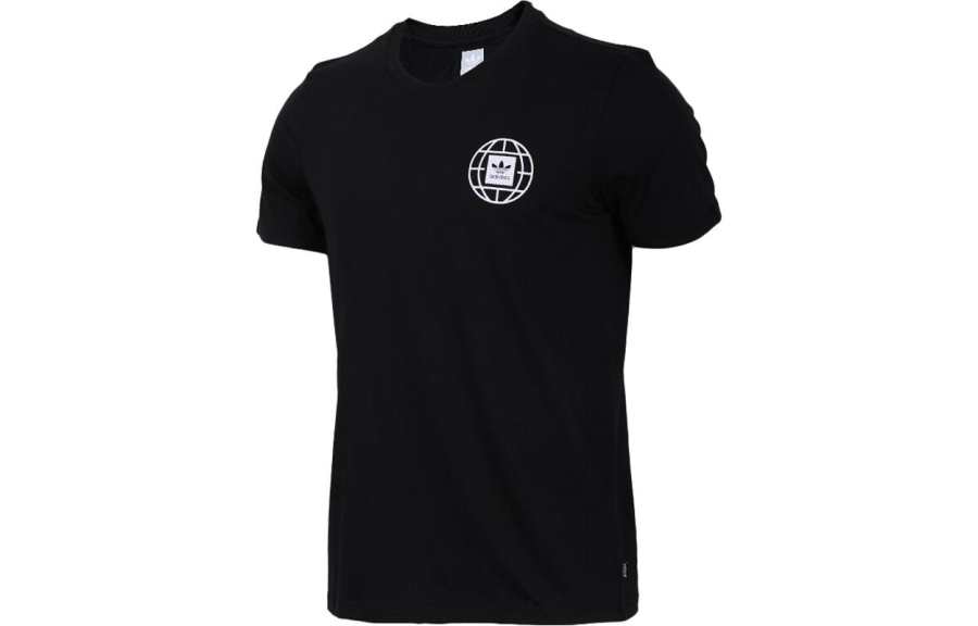 Adidas Originals T Shirts Men's Black Crew Neck Moderate Straight Fit