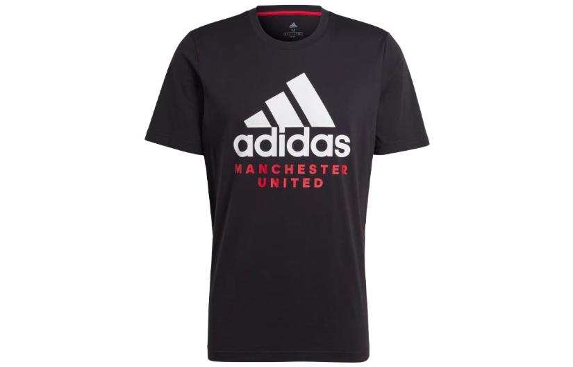 Adidas Adidas Manchester United T Shirts Men's Black Crew Neck Moderate Straight Fit