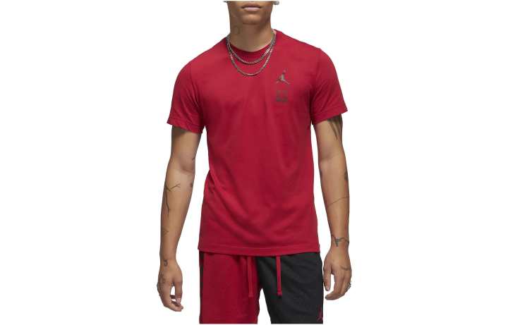 Jordan Jordan T Shirts Men's Scarlet Crew Neck Moderate Straight Fit