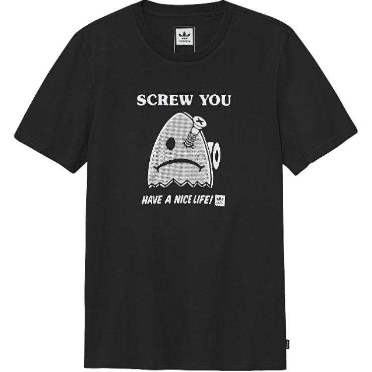 Adidas Originals T Shirts Men's Black Crew Neck Moderate Straight Fit