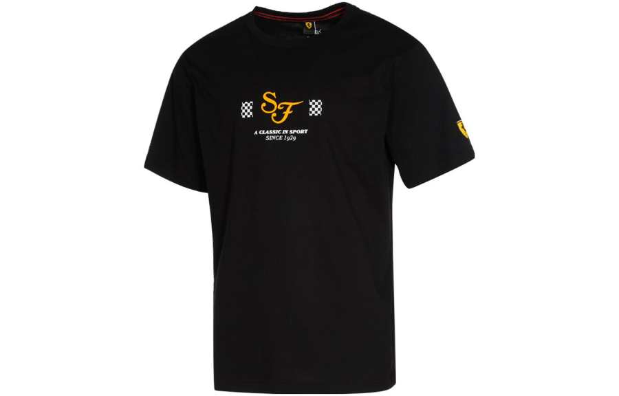 PUMA Ferrari T Shirts Men's Black Crew Neck Moderate Straight Fit