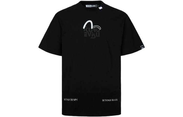 EVISU T Shirts Men's Black Crew Neck Moderate Straight Fit