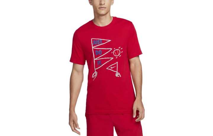 Nike Nike T Shirts Men's Red Crew Neck Moderate Straight Fit