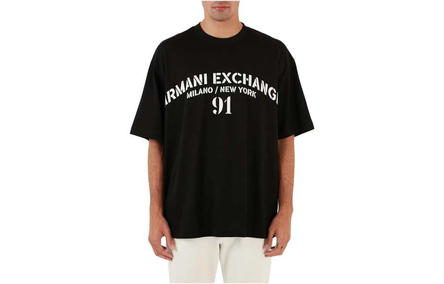 EMPORIO ARMANI T Shirts Men's Black Crew Neck Moderate Straight Fit