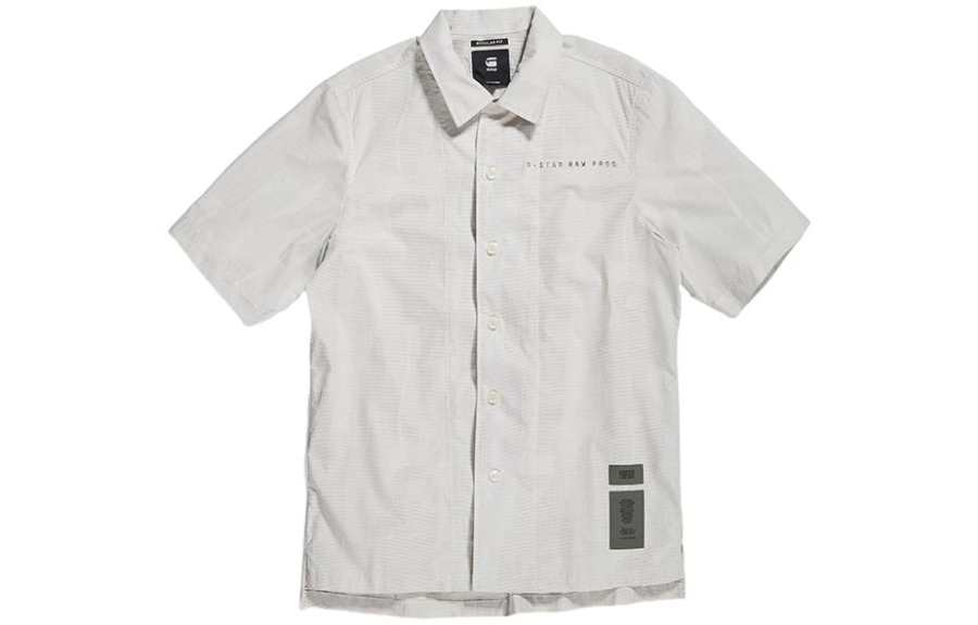 G-STAR RAW G STAR RAW Polo Shirts Men's White Square Collar Moderate Straight Fit