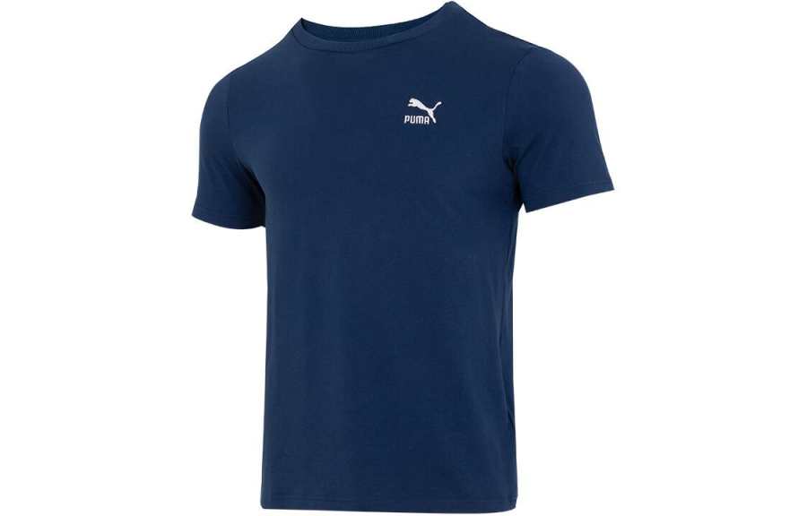 PUMA T Shirts Men's Blue Crew Neck Moderate