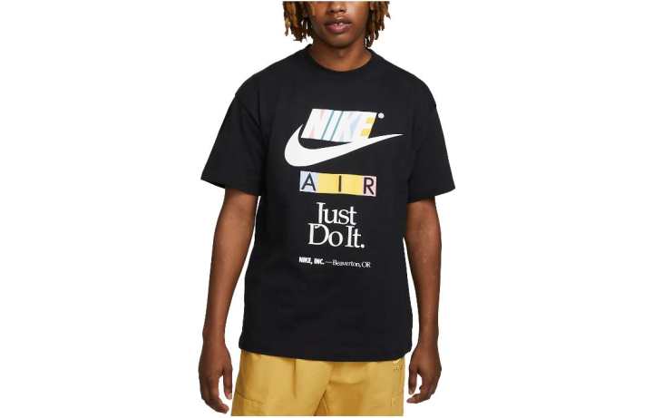 Nike Nike T Shirts Men's Black Crew Neck Moderate Straight Fit