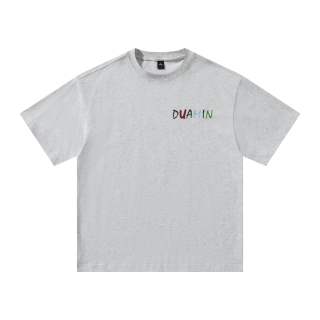 Duamin Drop Shoulder Sleeve T Shirt Unisex Light Gray