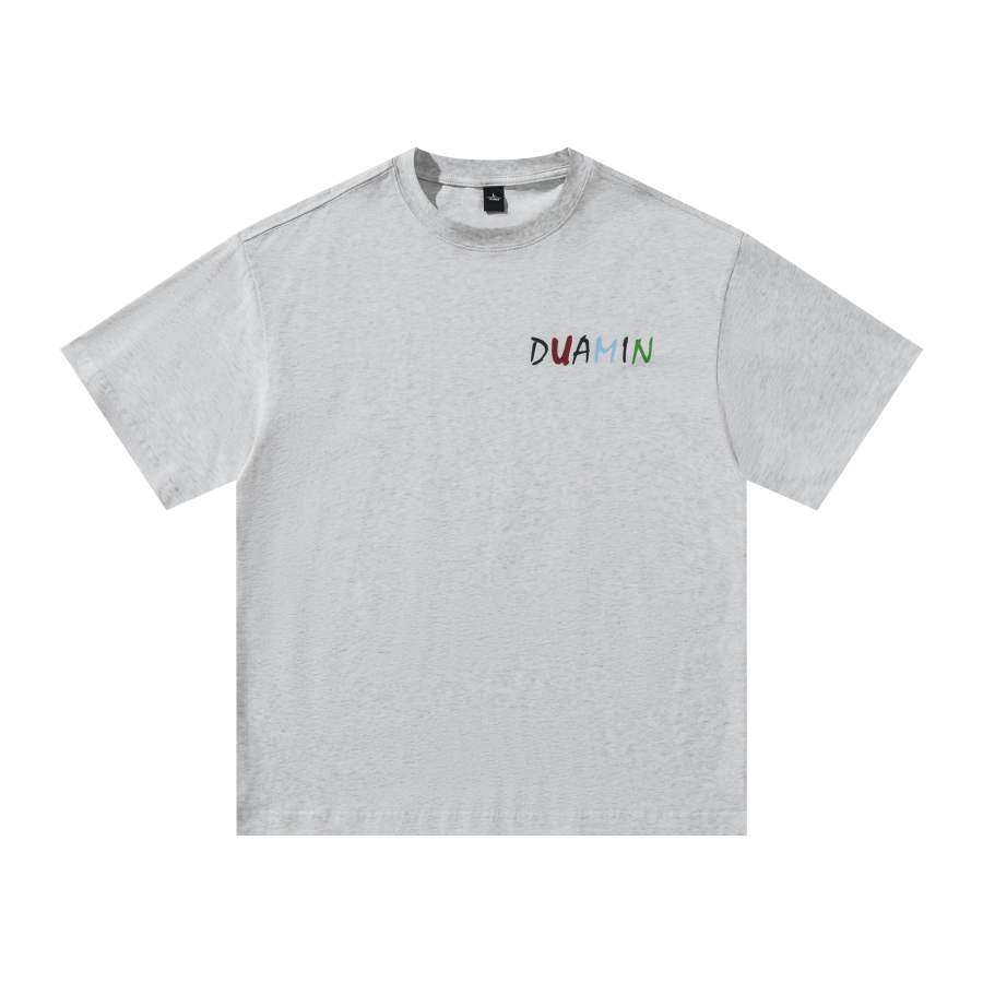 Duamin Drop Shoulder Sleeve T Shirt Unisex Light Gray