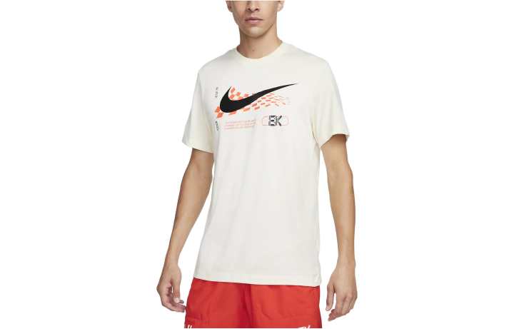Nike Nike T Shirts Men's Ecru Crew Neck Moderate Straight Fit
