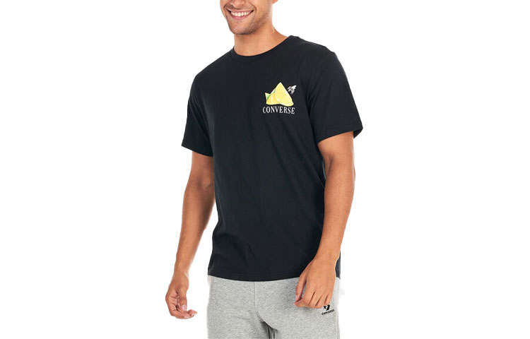 Converse Fresh Lemon T Shirts Unisex Black Crew Neck Moderate Straight Fit