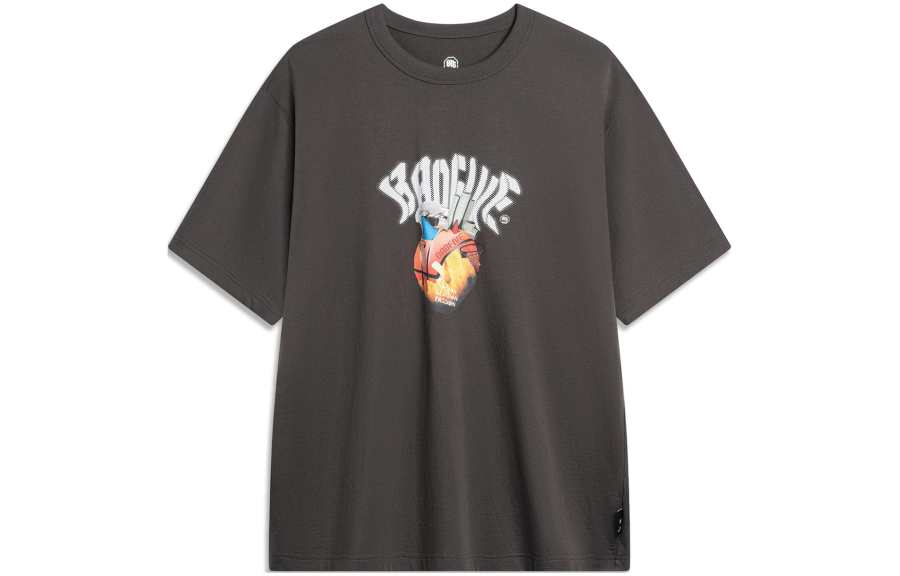 Li-Ning LiNing Badfive Drop Shoulder Sleeve T-Shirt Men's Obsidian Gray