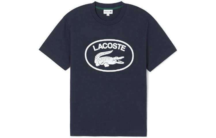LACOSTE T Shirts Men's Navy Blue Crew Neck Moderate Straight Fit
