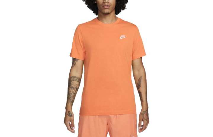 Nike Nike T Shirts Men's Orange Crew Neck Moderate Straight Fit