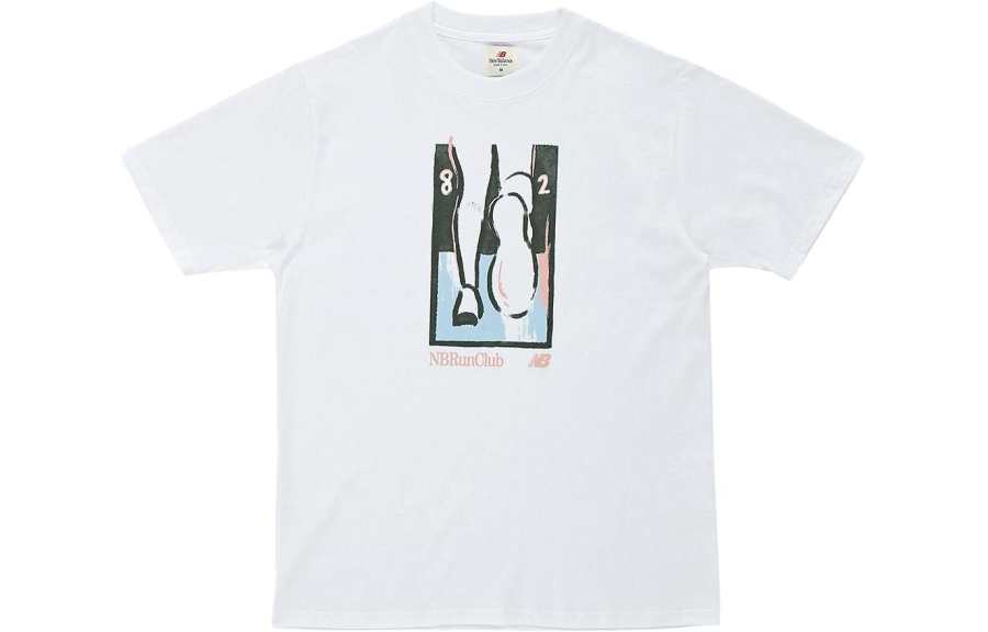 New Balance New Balance T Shirts Men's White Crew Neck Moderate Straight Fit