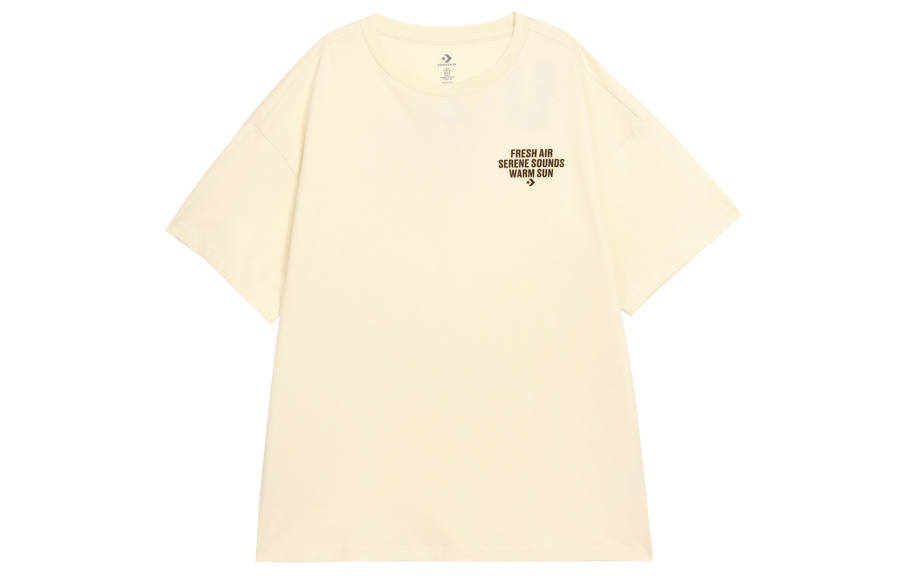 Converse T Shirts Unisex Beige Crew Neck Moderate Straight Fit