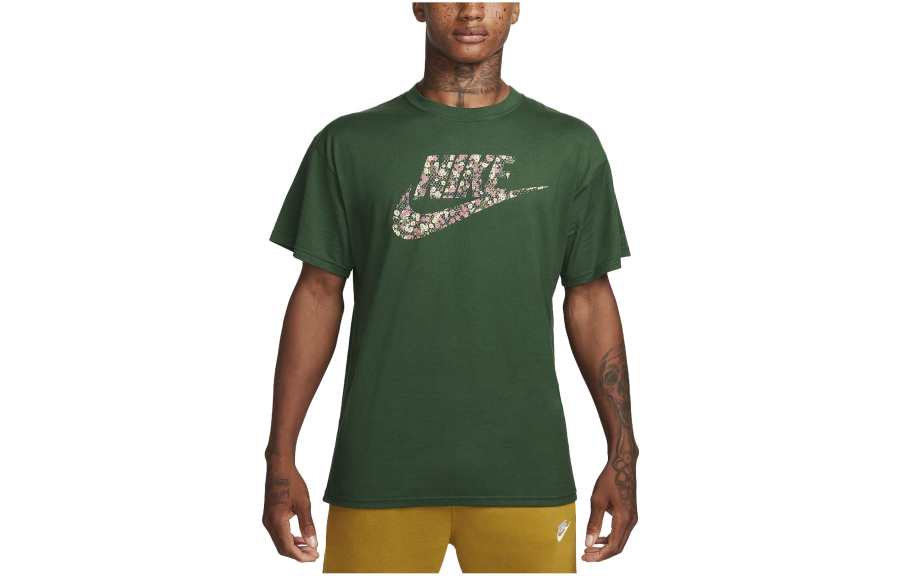 Nike Nike T Shirts Men's Green Crew Neck Moderate Straight Fit
