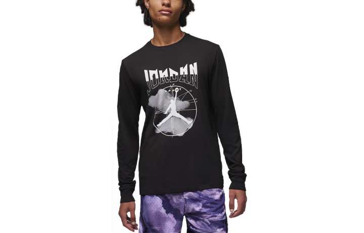 Jordan Jordan T Shirts Men's Black Crew Neck Moderate Straight Fit