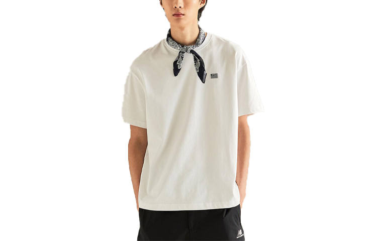 New Balance New Balance T Shirts Men's White Crew Neck Moderate Straight Fit