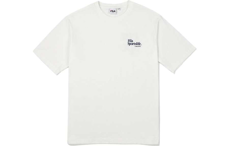 FILA T Shirts Unisex Ecru Crew Neck Moderate