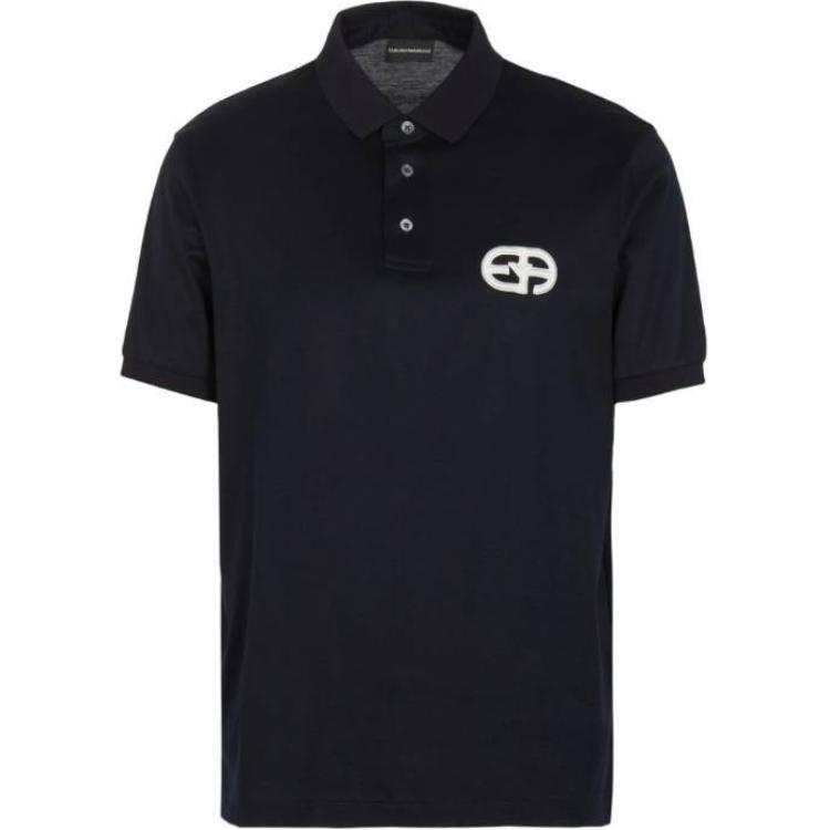 Emporio Armani Lyocell-blend jersey polo shirt with embossed Ea logo embroidery