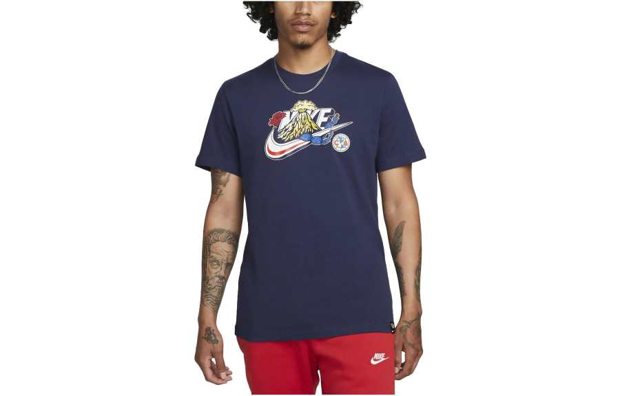 Nike Nike T Shirts Men's Marine Blue Crew Neck Moderate Straight Fit