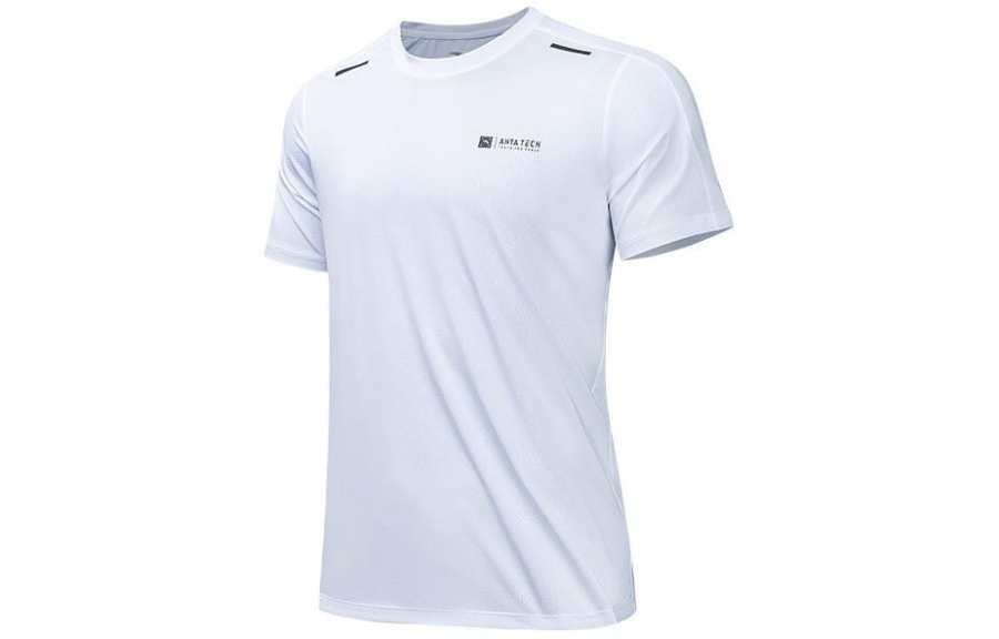 ANTA T Shirts Men's White Crew Neck Moderate Straight Fit