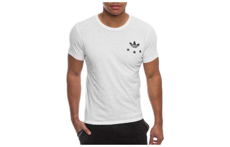 Adidas Adidas T Shirts Men's White Crew Neck Moderate Straight Fit