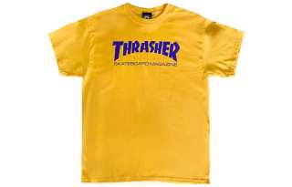 Thrasher T Shirts Unisex Gold Crew Neck Moderate Straight Fit