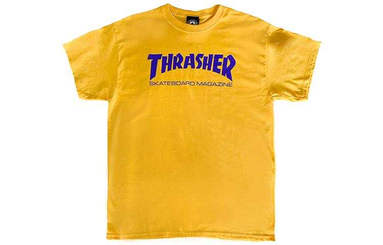 Thrasher T Shirts Unisex Gold Crew Neck Moderate Straight Fit
