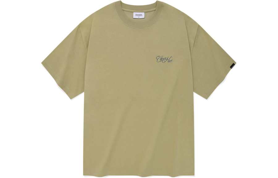 COVERNAT T Shirts Unisex Khaki Crew Neck Moderate Straight Fit