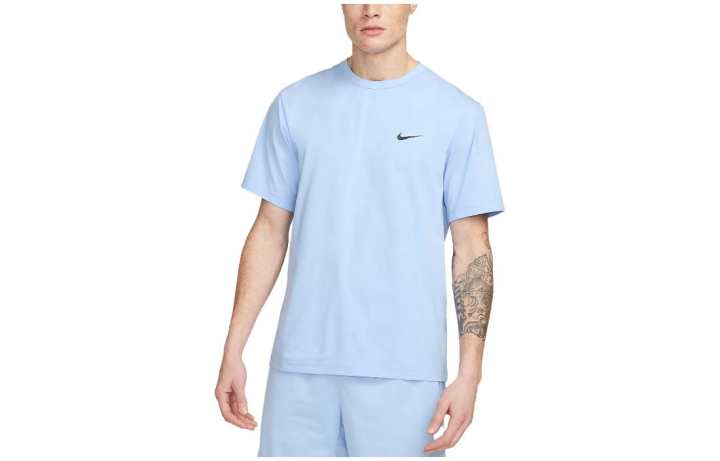 Nike Nike T Shirts Men's Sky Blue Crew Neck Moderate Straight Fit