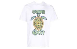 CASABLANCA T Shirts Men's White Crew Neck Moderate Straight Fit