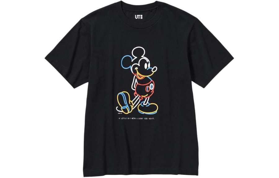 UNIQLO X Disney T Shirts Unisex Black Crew Neck Moderate