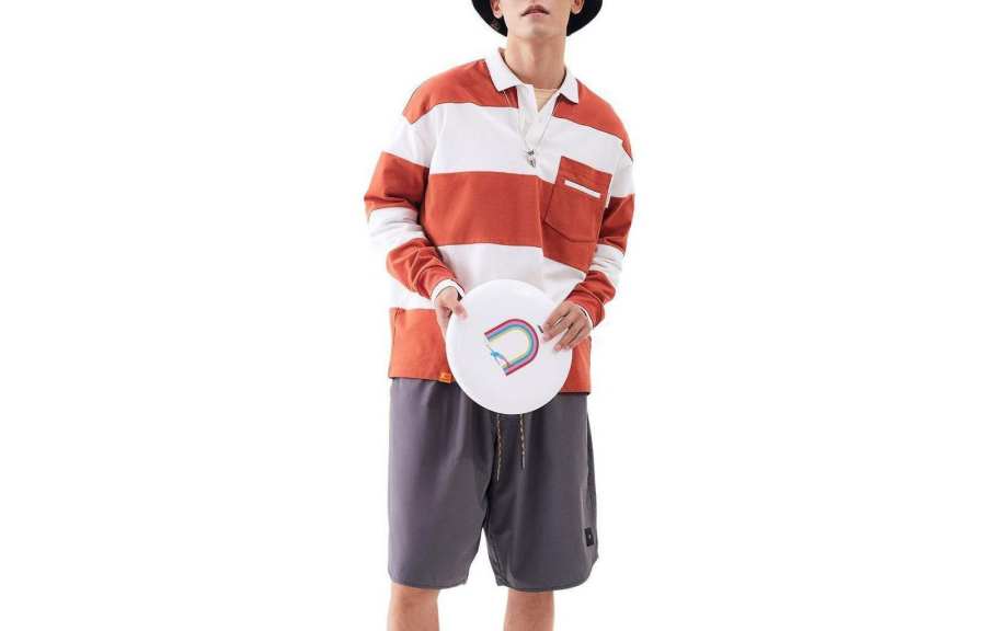 GOLDLION G+ T Shirt Men's Orange Red Stripes